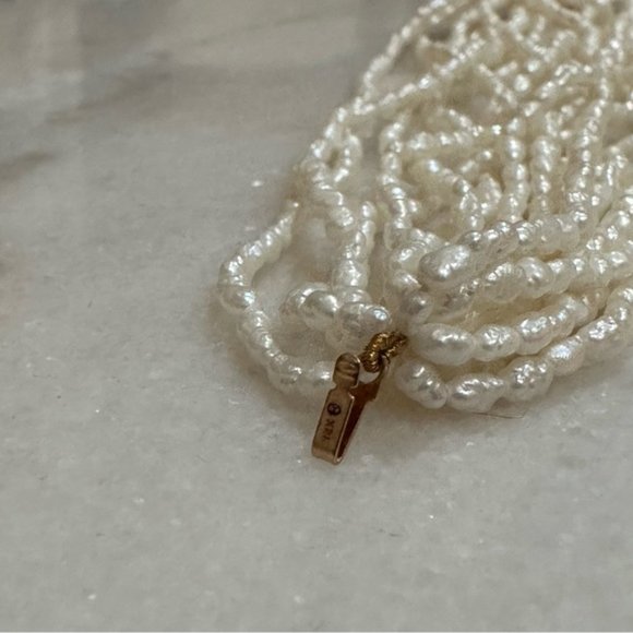 Harber Co | Antique 14k solid gold multiple strand Rice Pearl Bracelet - Picture 8 of 9